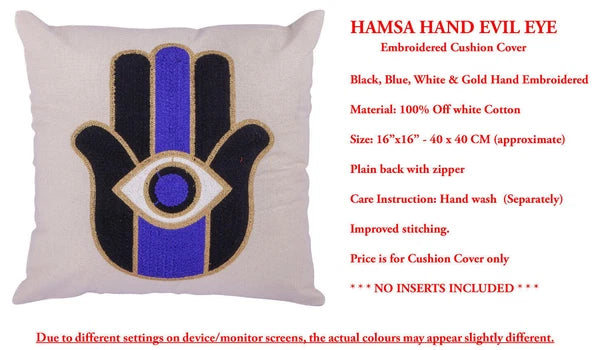 Indian Suzani Evil Eye Hamsa Embroidery Cushion Covers Bed Sofa Pillow Case 40CM
