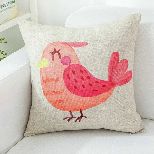 18" Cute Bird Pattern Pillow Case Office Cushion Home Sofa Decor