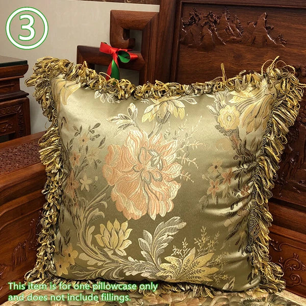 Tassel Pillow Case Floral Cushion Covers Only Embroidery Retro Bedding Sofa Chic