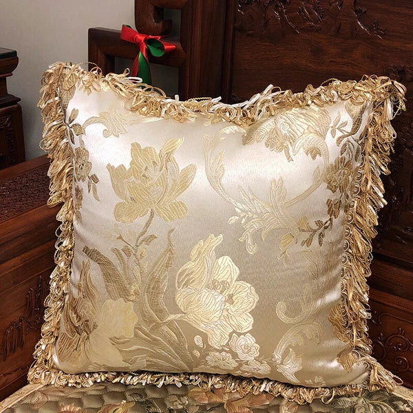Tassel Pillow Case Floral Cushion Covers Only Embroidery Retro Bedding Sofa Chic