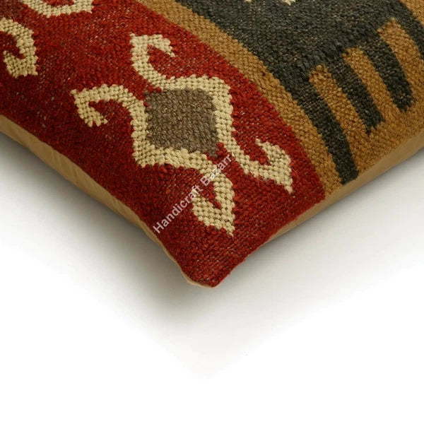 Hallway Docor Sofa Sham Pillowcase Indian Kilim Cushion Cover 2 Pc Wool jute 18"