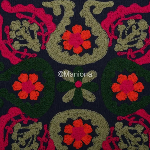 Indian Suzani Black Pillow Cover Embroidered Bed/Sofa Decor Set of 2 pc CUSHION