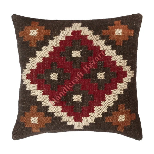 Hallway Docor Sofa Sham Pillowcase Indian Kilim Cushion Cover 2 Pc Wool jute 18"