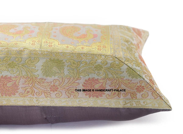 Handmade Brocade Silk Cushion Cover Indian Home Sofa Decor Pillow Case 12"x20"