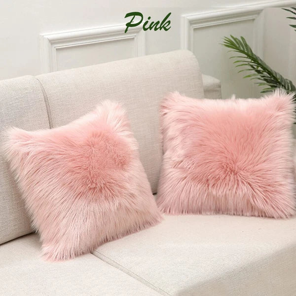 45x45cm Long Plush Fluffy Cushion Cover Home Sofa Pillow Case Pillowcase C2UK