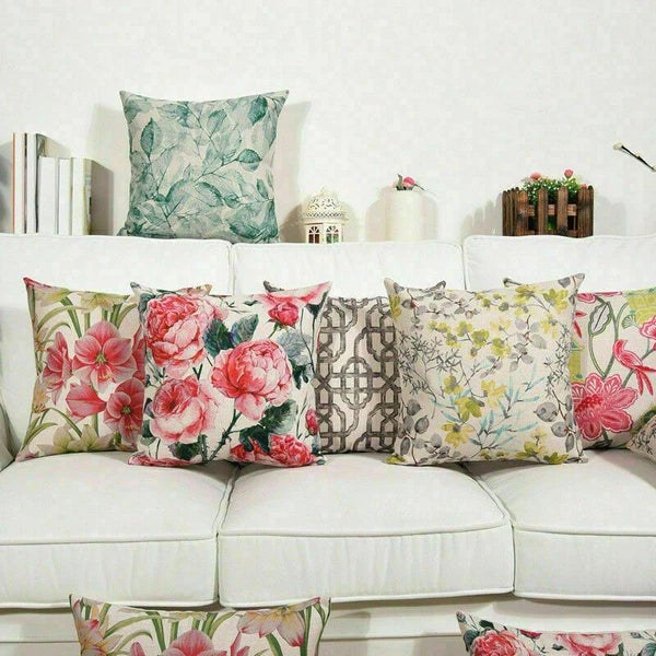 Home Idyllic Case Cushion Waist Pillow Cover Flower Decoration Sofa
