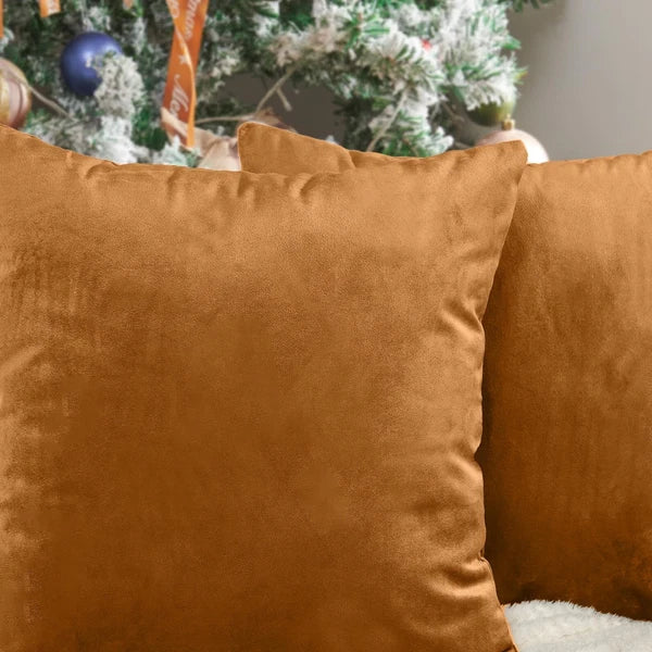 Brown Velvet Throw Pillow Covers 18 x 18 Decorative Pillowcases for Couch Bed...