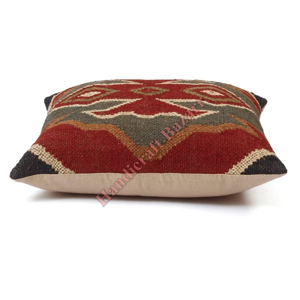 Hallway Docor Sofa Sham Pillowcase Indian Kilim Cushion Cover 2 Pc Wool jute 18"