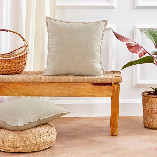 Solino Home Square Linen Pillow Cover for Cushion Couch, Sofa Bed, Santa Barbara