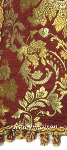 ITALIAN Venetian Sofa/Bed CUSHION/PILLOW CASE Jacquard Woven Red Gold Fringe New