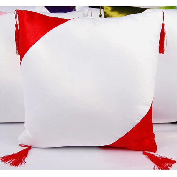 16" Sublimation Blank Pillow Case w/ Tassel Ball DIY Printed Home Sofa Bed Decor