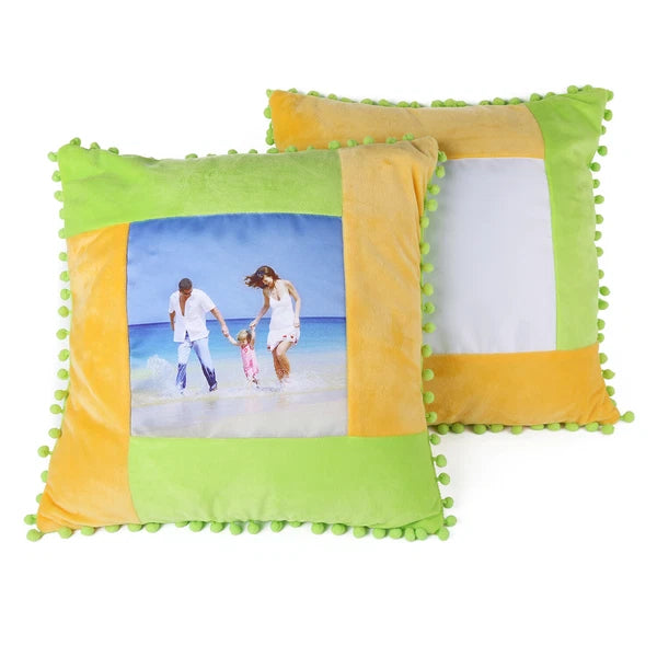 10pcs Sublimation Blank Pillowcase Multicolor Plush Sofa Cushion Cover with Ball