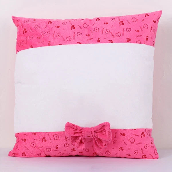 4 x Bowknot Plush Cartoon Pillowcase Sublimation Blank Sofa Throw Cushion Cover
