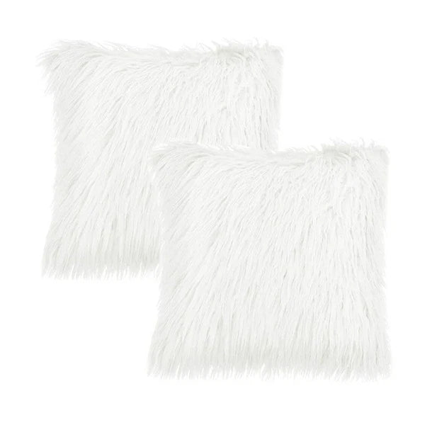 Fuzzy Throw Pillow Covers – 2-Pack Soft Bed Cushion Cases for Couch & Sofa