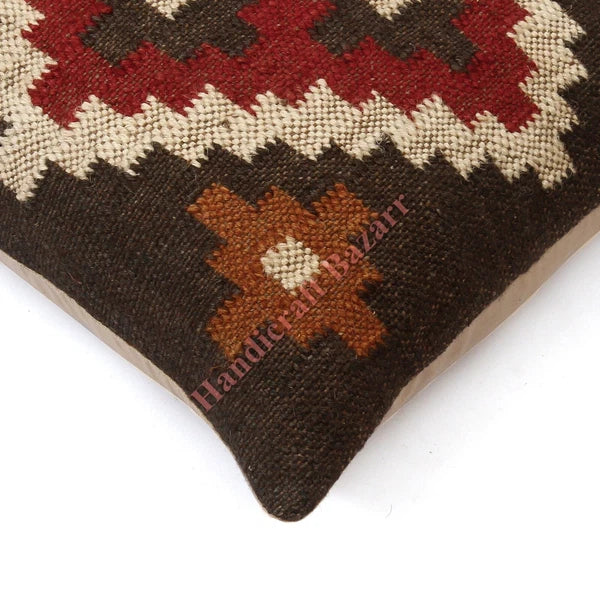 Rustic 2 Pc Kilim Cushion Cover Wool Jute Pillow Living Room Sofa Decor Boho Cas