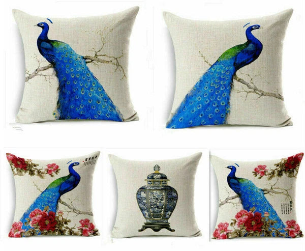 Decor Cushion Throw Cover Case Sofa Dog Cartoon Home Peacock