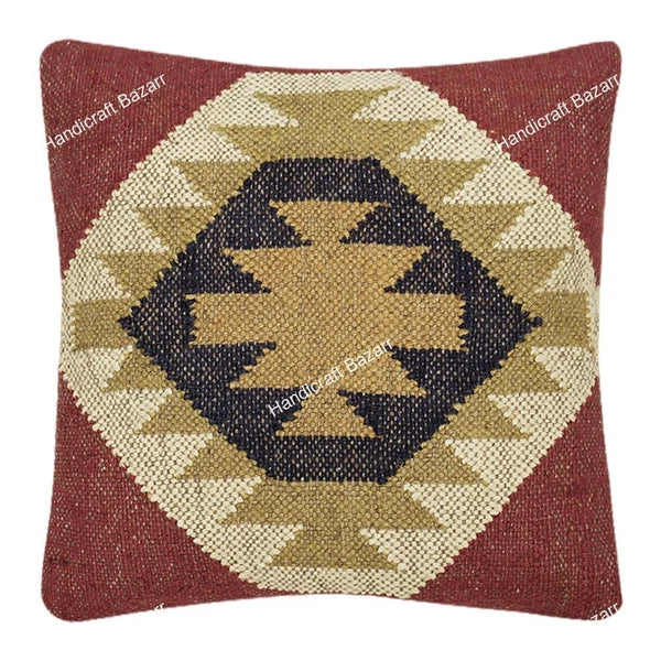 Indian Jute Cushion cover 18x18 inch Vinatge Handwoven Pillow Sham For Sofa chai