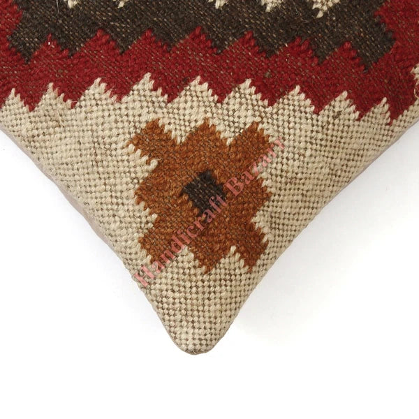 Rustic 2 Pc Kilim Cushion Cover Wool Jute Pillow Living Room Sofa Decor Boho Cas