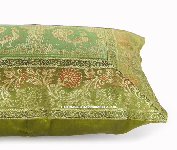 Handmade Brocade Silk Cushion Cover Indian Home Sofa Decor Pillow Case 12"x20"
