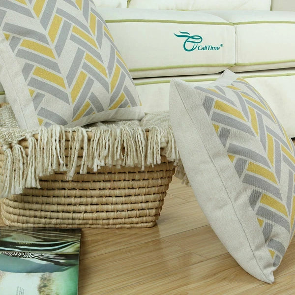 Set of 6 Throw Pillow Covers Sofa Canvas Square Cushion Cover Linen 18" x 18"