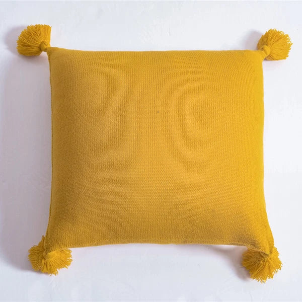 Sofa Bed Knitted Pillowcase Square Tassel Throw Waist Cushion Covers Chair Decor