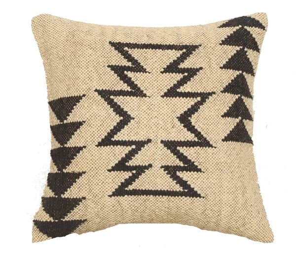 Handwoven Woll Jute Cushion Cover 18x18 Vinatge Sofa Pillow Case Kilim Chair Pad