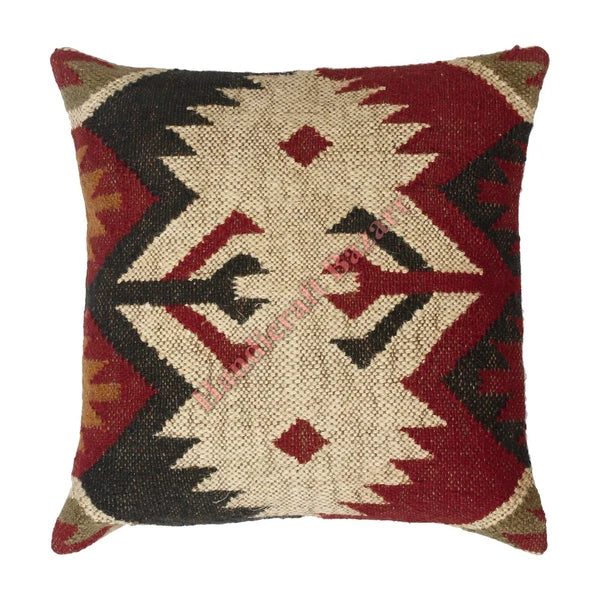 Rustic 2 Pc Kilim Cushion Cover Wool Jute Pillow Living Room Sofa Decor Boho Cas