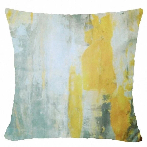 Yellow Throw PILLOW COVER 2-Sided Gray White Decorative Sofa Cushion Case 18x18"