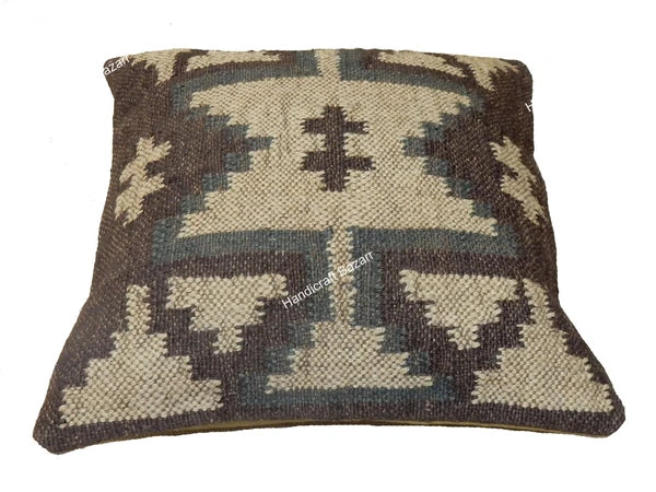 Indian Jute Cushion cover 18x18 inch Vinatge Handwoven Pillow Sham For Sofa chai