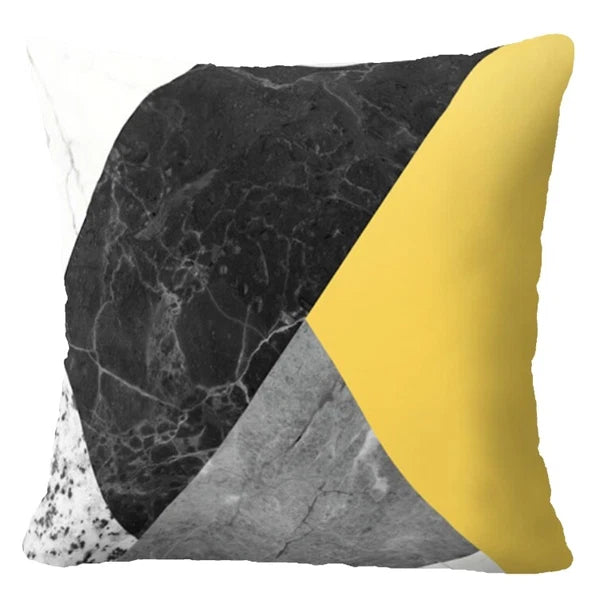 Yellow Throw PILLOW COVER 2-Sided Gray White Decorative Sofa Cushion Case 18x18"