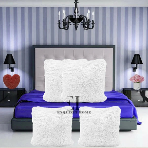 Teddy Fleece Set of 4 x Cushion Covers 43 x 43cm Warm Super Soft Home Sofa Decor