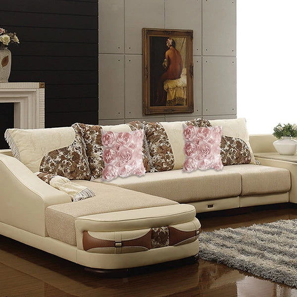 3D Flower Rose Pattern Linen Cushion Cover Pillowcase Sofa Decor Square 16.5”