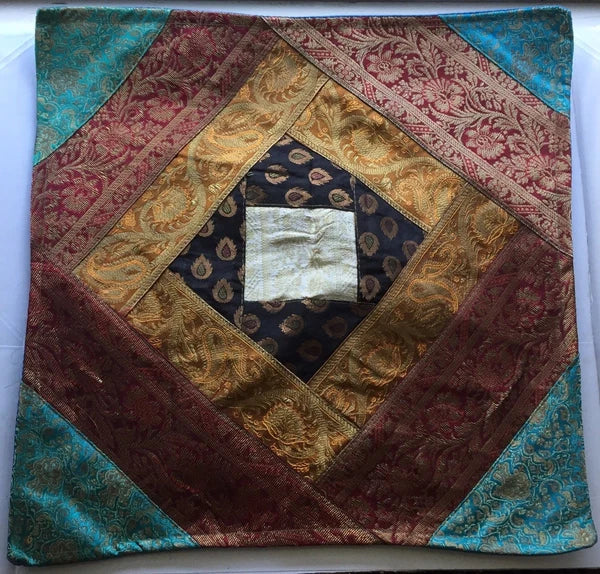 One Home Decor Silk Cushion Cover Patchwork Square Sofa Pillow Case Cover India