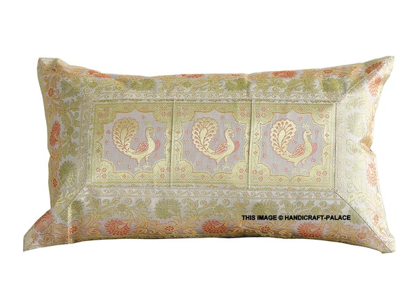 Handmade Brocade Silk Cushion Cover Indian Home Sofa Decor Pillow Case 12"x20"