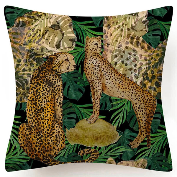 PILLOW COVER Landscape Leopard Decorative Sofa Bed Cushion Case 2-Sided 18x18"