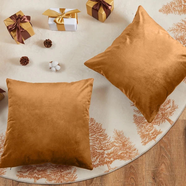 Brown Velvet Throw Pillow Covers 18 x 18 Decorative Pillowcases for Couch Bed...