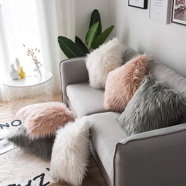 18Inch Luxury Shaggy Faux Fur Pillow Cases Fluffy Plush Throw Sofa Cushion Cover