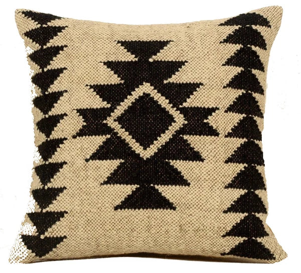 Handwoven Woll Jute Cushion Cover 18x18 Vinatge Sofa Pillow Case Kilim Chair Pad