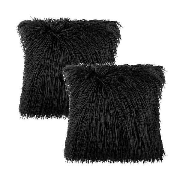 Fuzzy Throw Pillow Covers – 2-Pack Soft Bed Cushion Cases for Couch & Sofa
