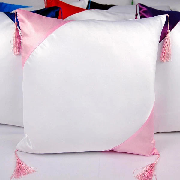 16" Sublimation Blank Pillow Case w/ Tassel Ball DIY Printed Home Sofa Bed Decor