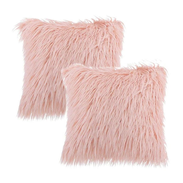 Fuzzy Throw Pillow Covers – 2-Pack Soft Bed Cushion Cases for Couch & Sofa
