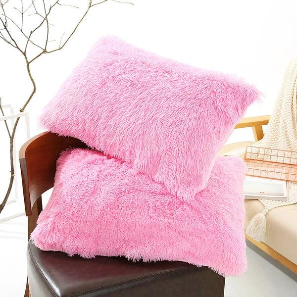 Faux Fur Fluffy Plush Throw Pillow Cases Shaggy Sofa Bed Cushion Cover 50x70cm