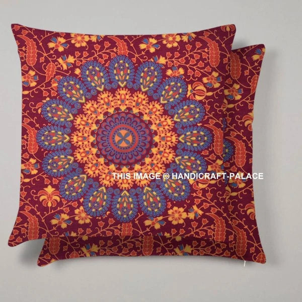 Indian Peacock Mandala Cushion Cover Square Floor Pillow Large Sofa Bed Decor