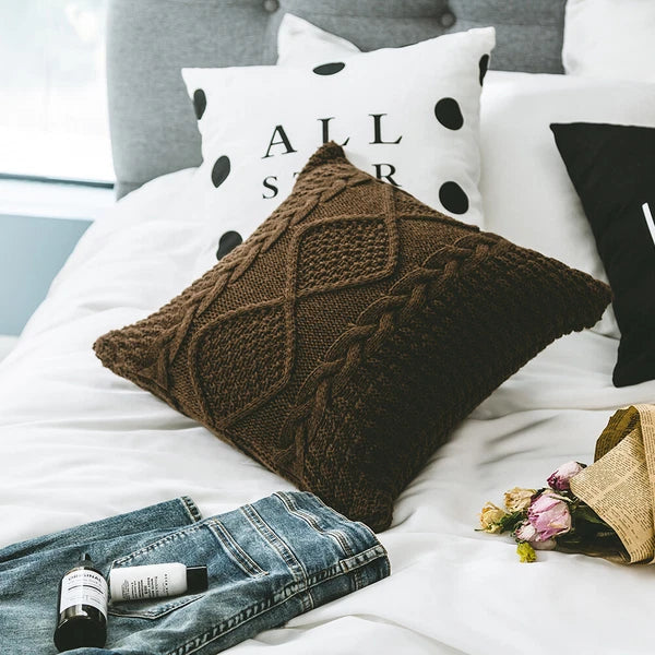 Sofa Bed Knitted Pillowcase Square Tassel Throw Waist Cushion Covers Chair Decor