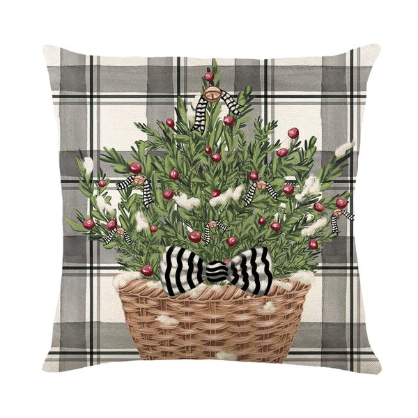 Christmas Pillowcase Linen Back Cushion Cover Festival Gift Sofa Decor Cartoon