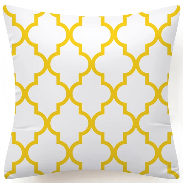 Yellow Throw PILLOW COVER 2-Sided Gray White Decorative Sofa Cushion Case 18x18"