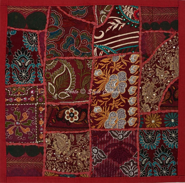 Boho Hippie Yoga Pillow Case Cushion Cover Red Vintage Indian Meditation