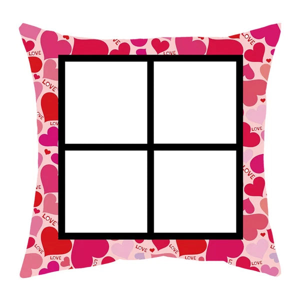 DIY Pink Heart Love Gift Sofa Bed Cushion Cover Sublimation Blank Home Decor