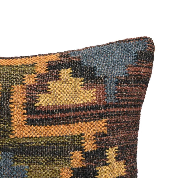 Handwoven Woll Jute Cushion Cover 18x18 Vinatge Sofa Pillow Case Kilim Chair Pad