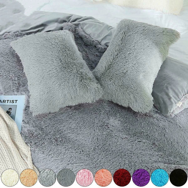 Faux Fur Fluffy Plush Throw Pillow Cases Shaggy Sofa Bed Cushion Cover 50x70cm
